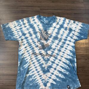 Y2K Gnarly Skate Surf blue tie-dye Distressed faded Tee Size XL